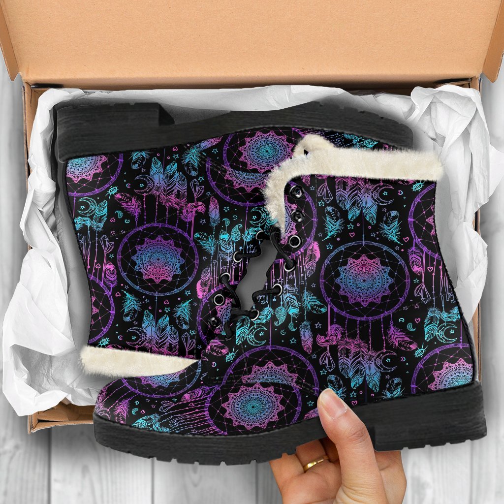 Dream catcher boho mandala Pattern Print Comfy Winter Boots-grizzshop
