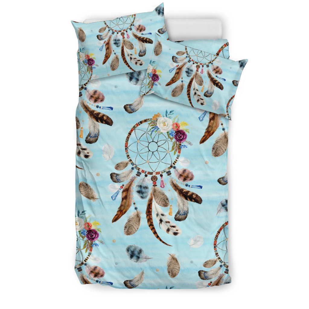 Dream Catcher Blue Feather Duvet Cover Bedding Set-grizzshop