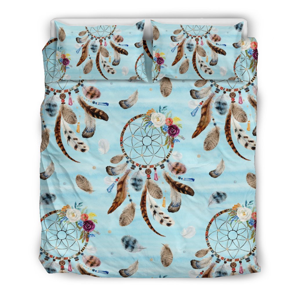 Dream Catcher Blue Feather Duvet Cover Bedding Set-grizzshop