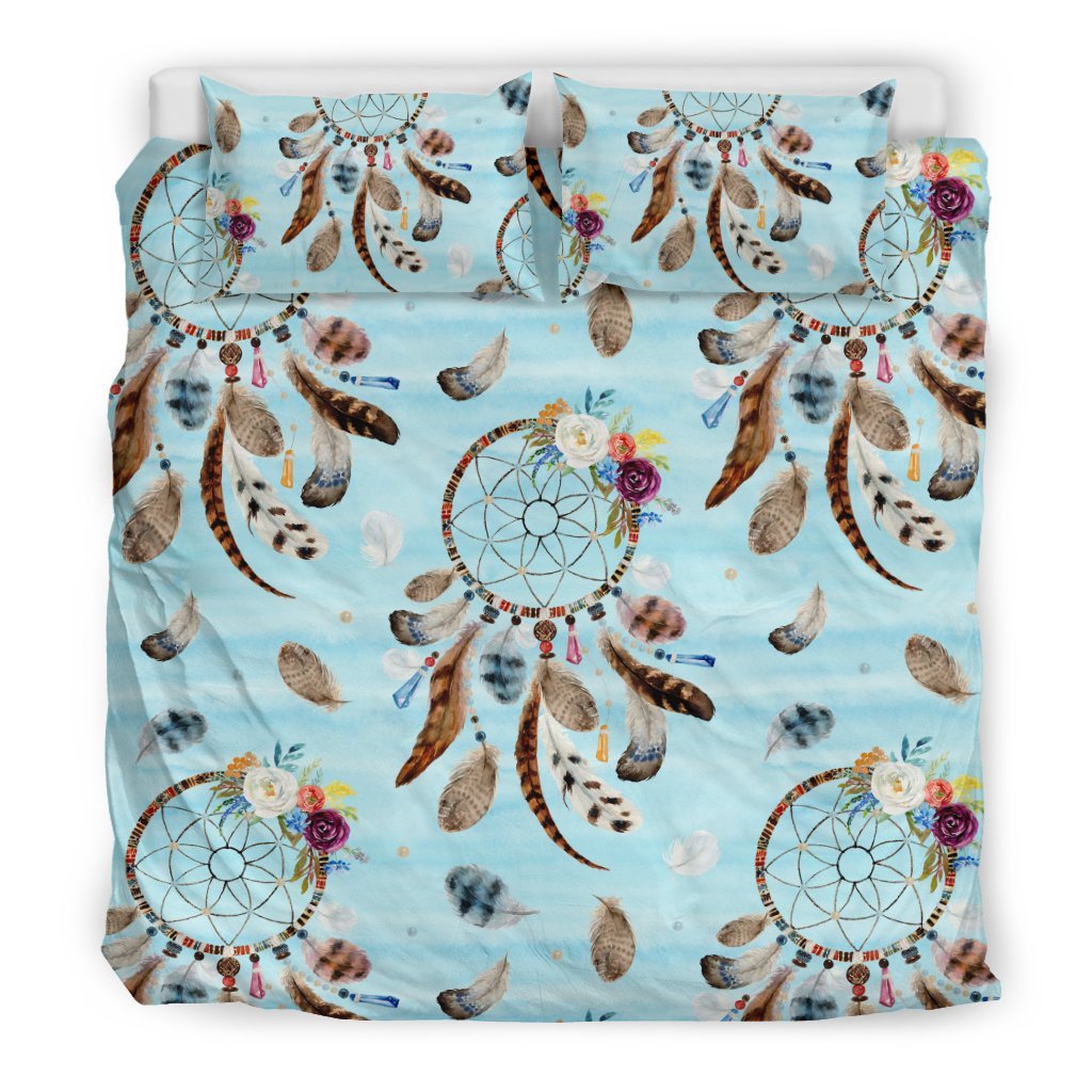 Dream Catcher Blue Feather Duvet Cover Bedding Set-grizzshop