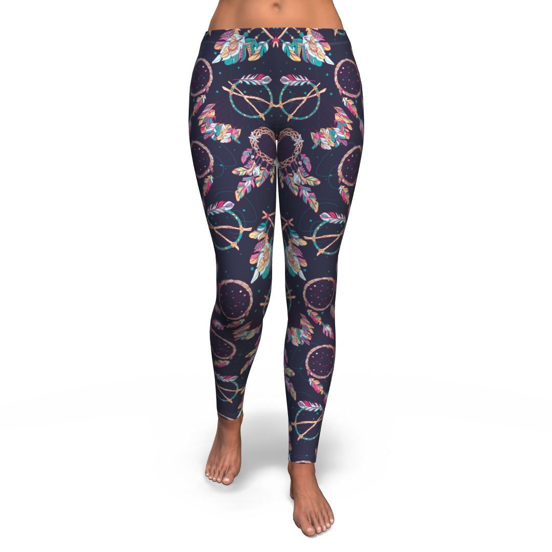 Dream Catcher Boho Feather Pattern Print Pattern Women Leggings-grizzshop