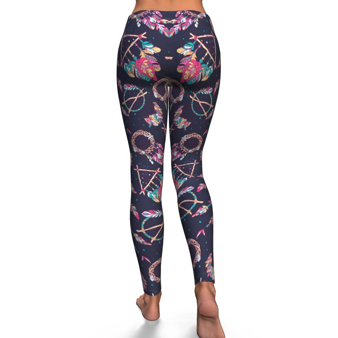 Dream Catcher Boho Feather Pattern Print Pattern Women Leggings-grizzshop