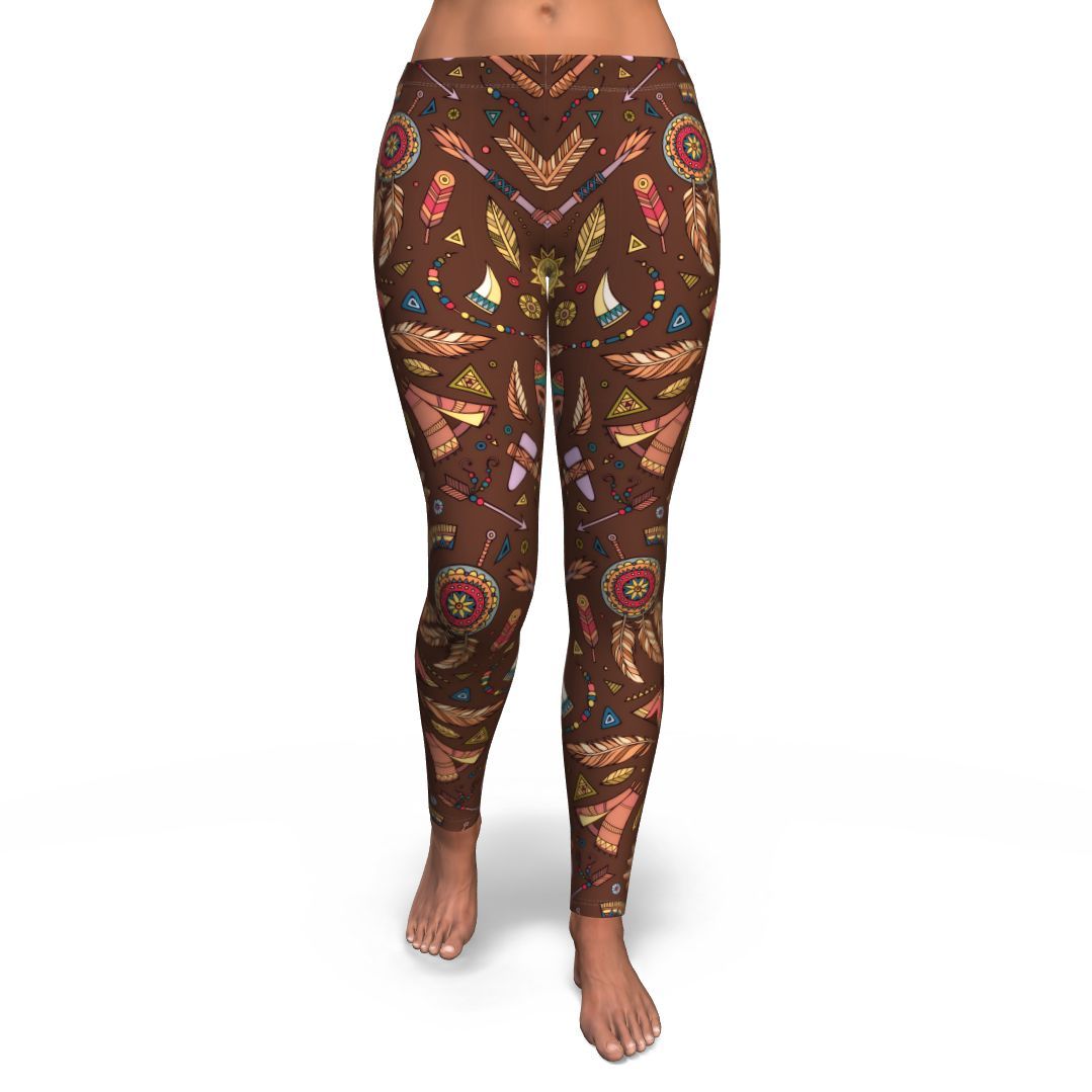 Dream Catcher Native American Boho Feather Pattern Print Pattern Women Leggings-grizzshop