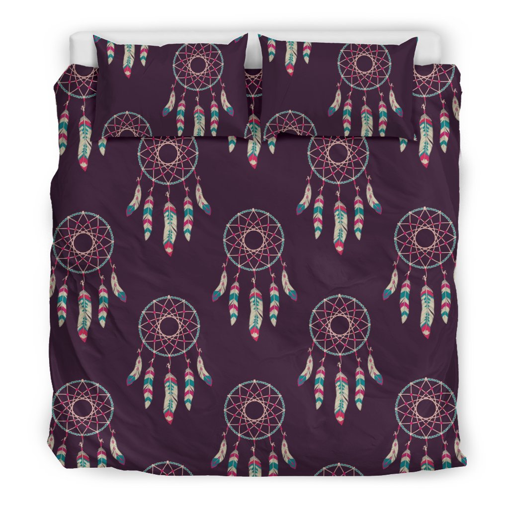 Dream Catcher Purple Feather Duvet Cover Bedding Set-grizzshop
