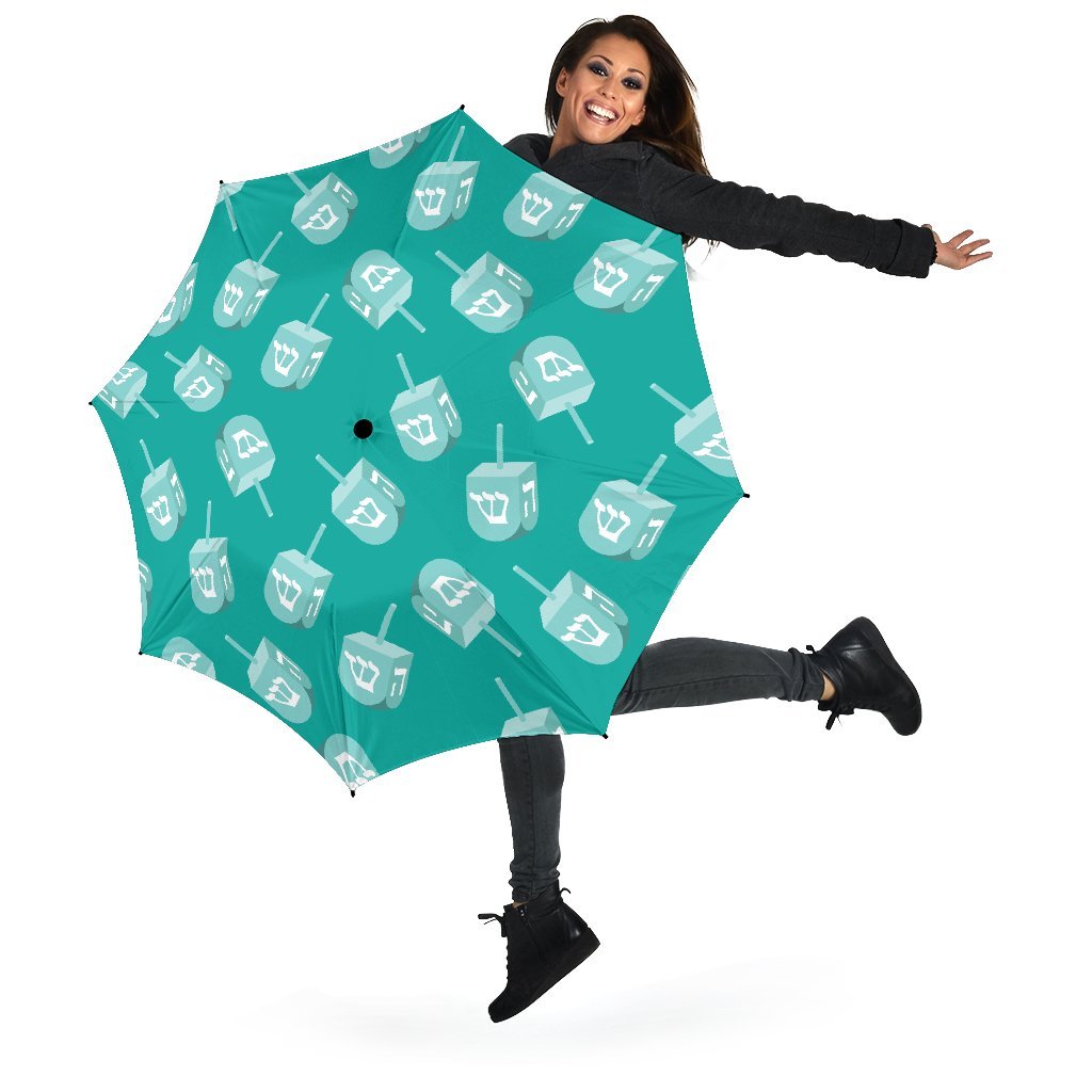 Dreidel Pattern Print Automatic Foldable Umbrella-grizzshop
