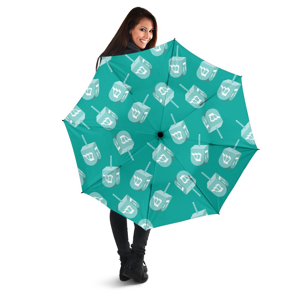 Dreidel Pattern Print Automatic Foldable Umbrella-grizzshop