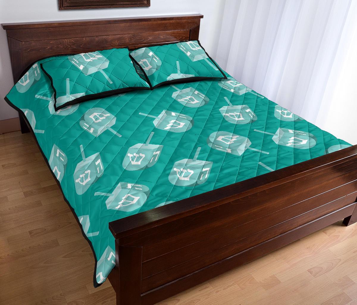 Dreidel Pattern Print Bed Set Quilt-grizzshop