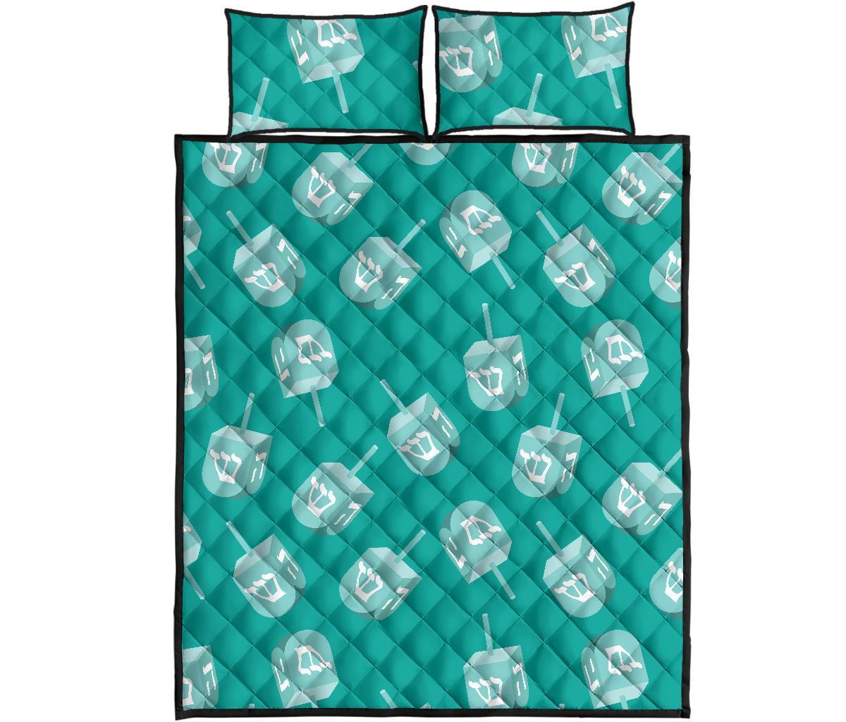 Dreidel Pattern Print Bed Set Quilt-grizzshop