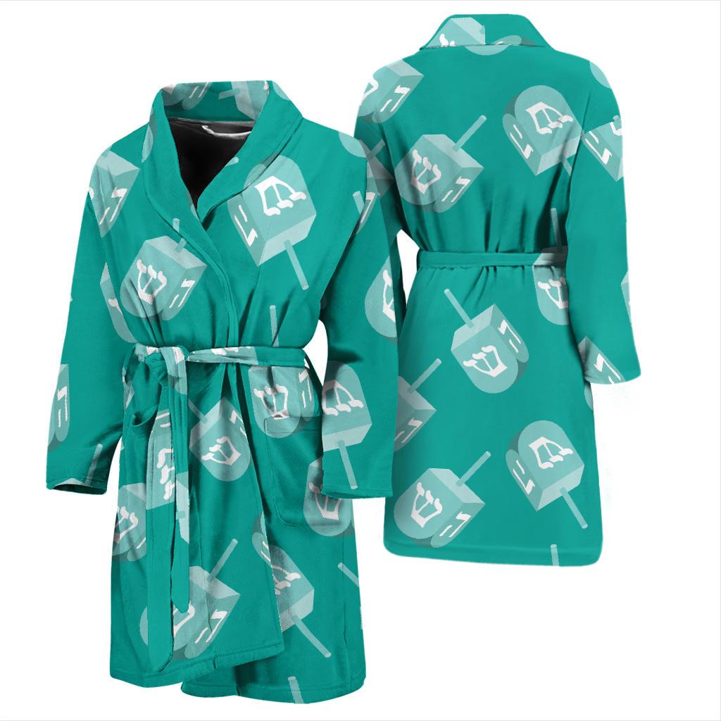 Dreidel Pattern Print Men Long Robe-grizzshop