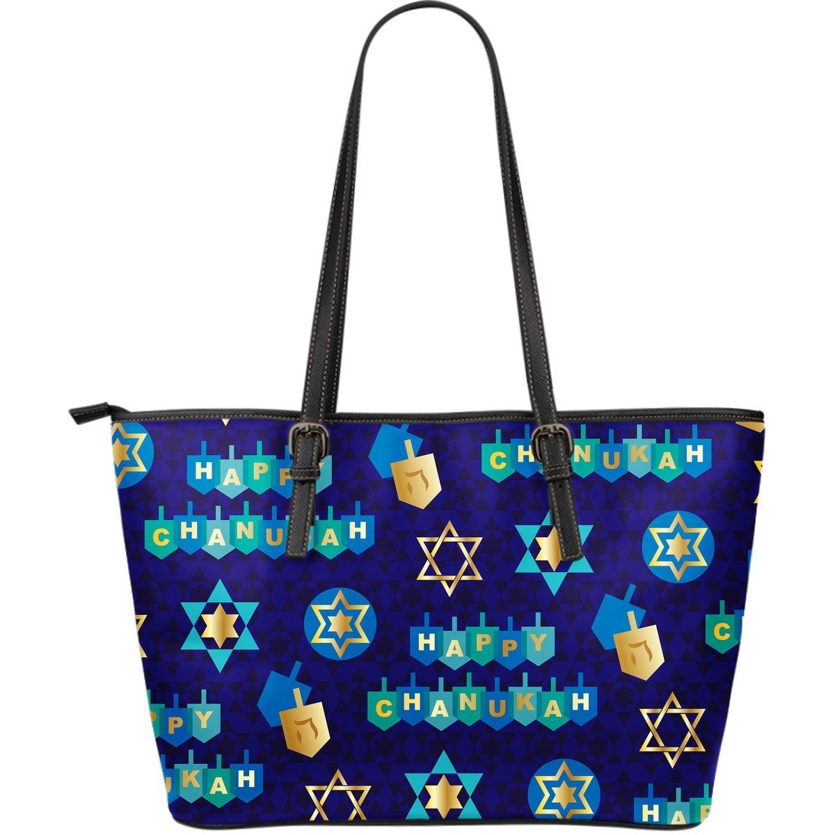Dreidel Print Pattern Leather Tote Bag-grizzshop