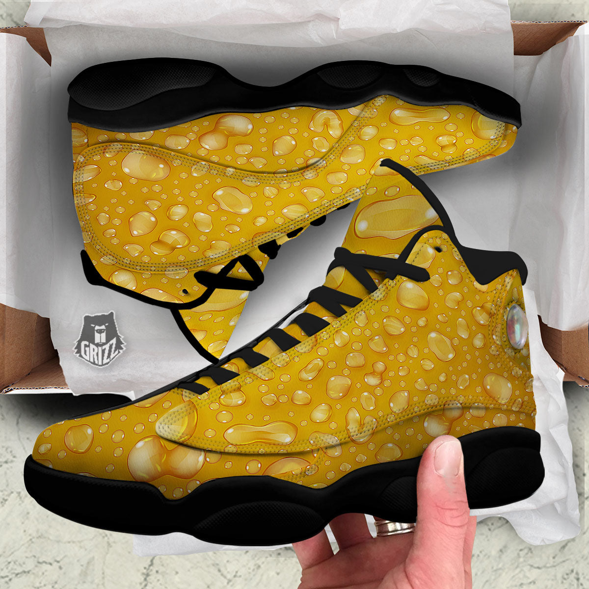 Drops Water On Beer Glass Print Black Basketball Shoes-grizzshop