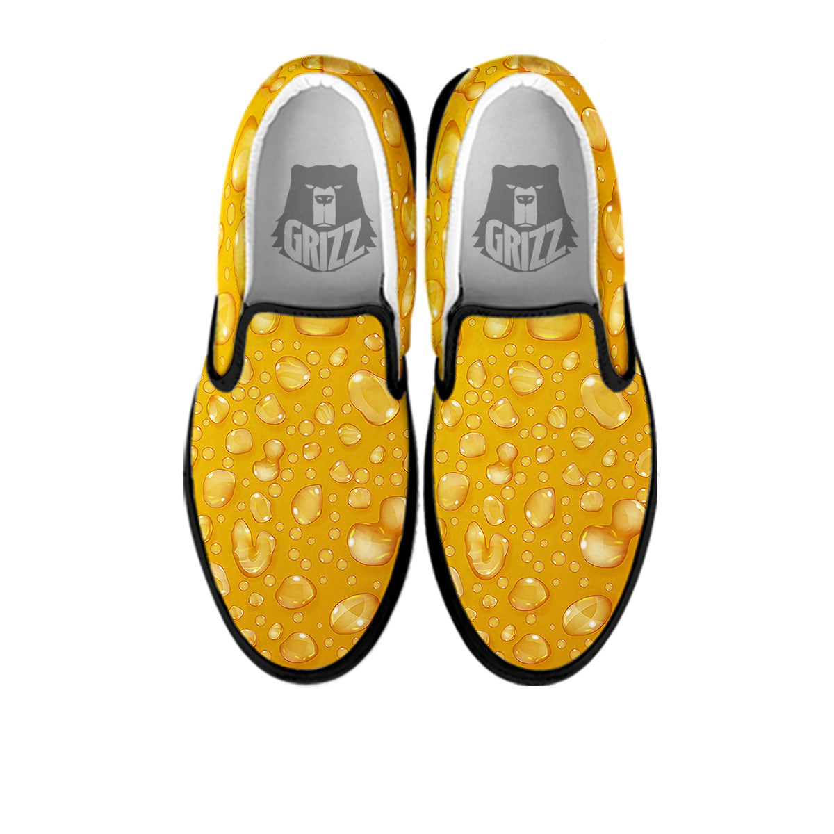 Drops Water On Beer Glass Print Black Slip On Shoes-grizzshop