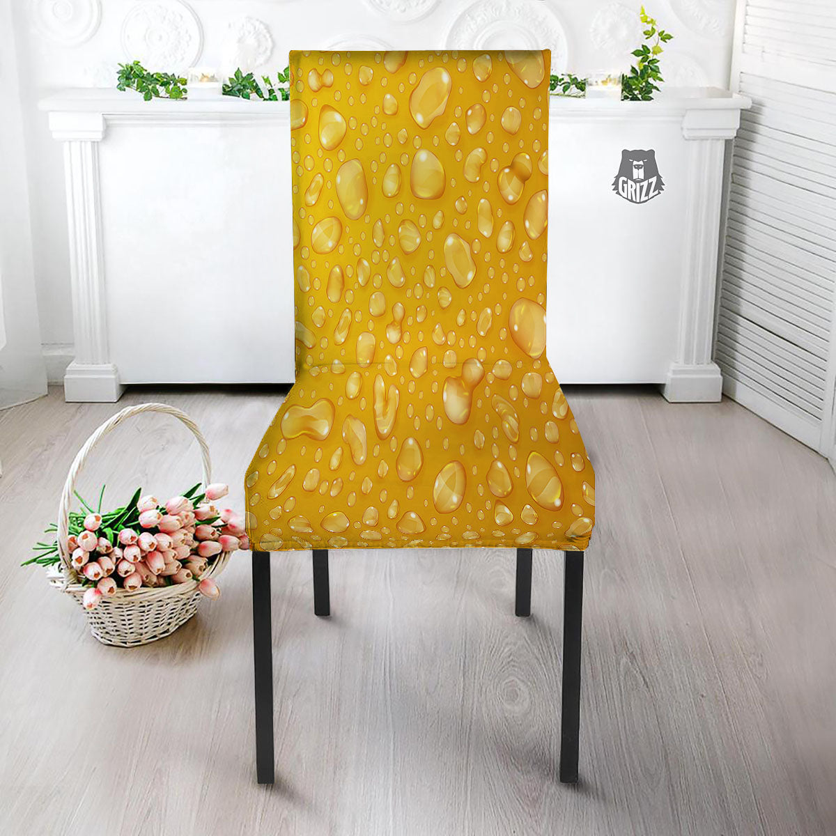 Drops Water On Beer Glass Print Dining Chair Slipcover-grizzshop
