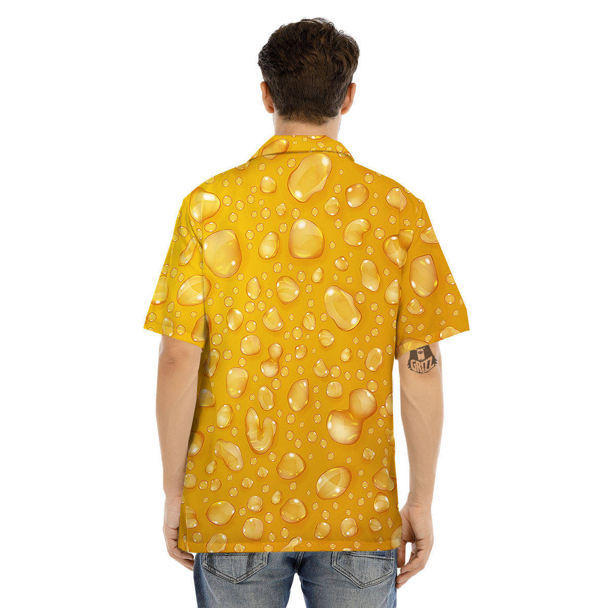 Drops Water On Beer Glass Print Men's Hawaiian Shirt-grizzshop
