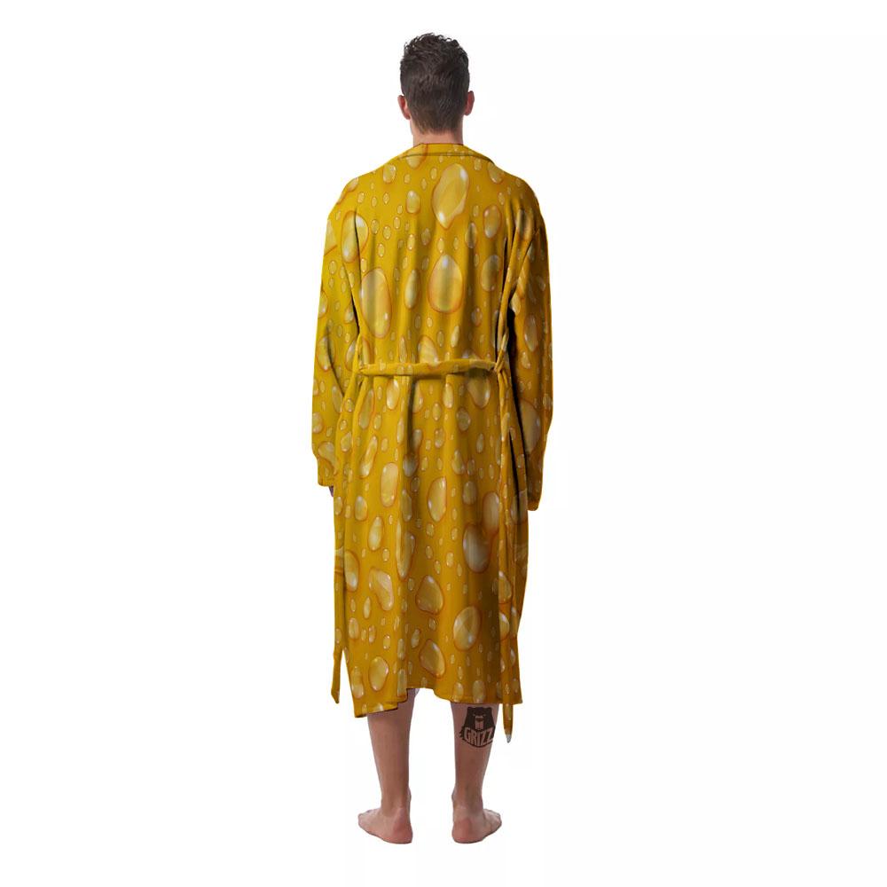 Drops Water On Beer Glass Print Men's Robe-grizzshop