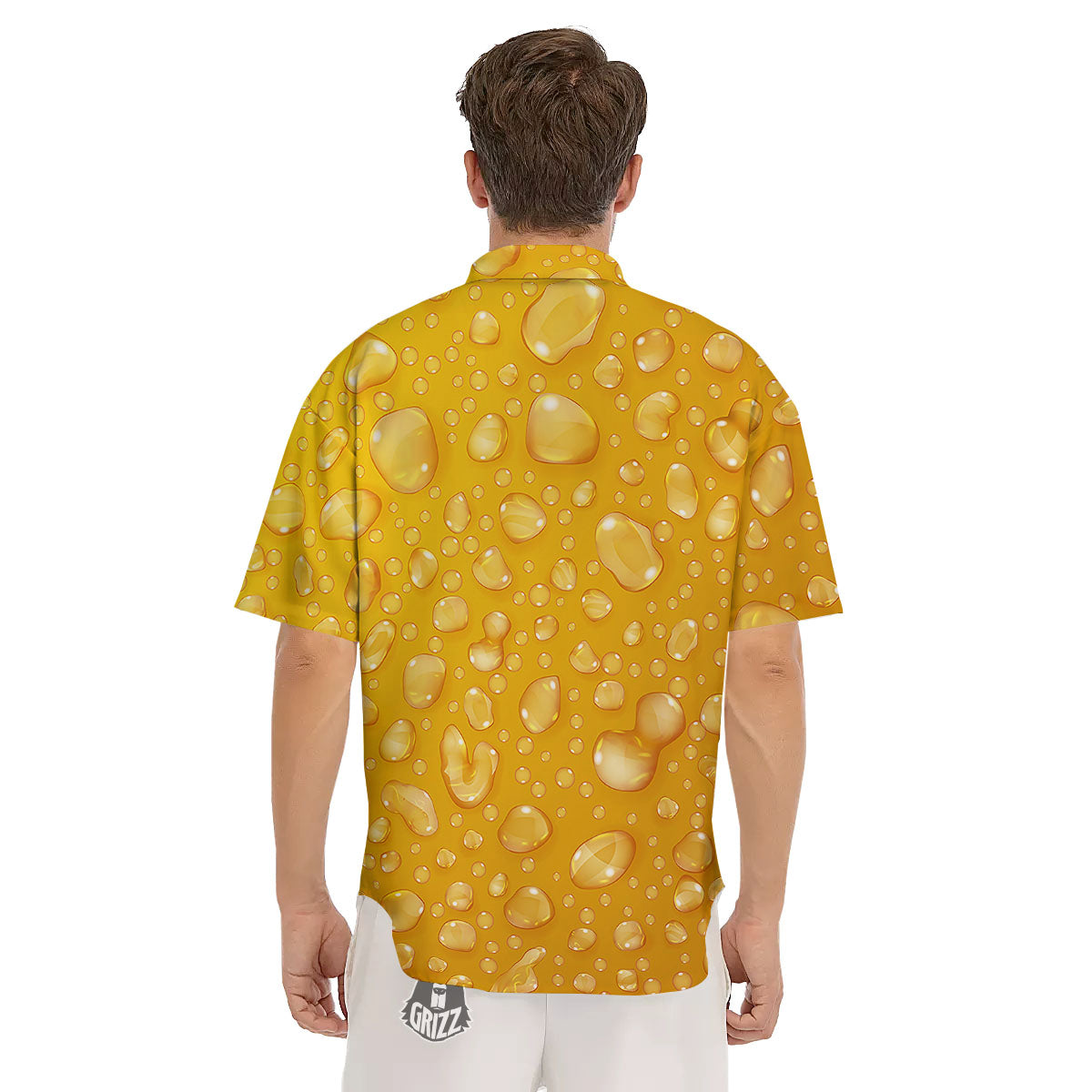 Drops Water On Beer Glass Print Men's Short Sleeve Shirts-grizzshop