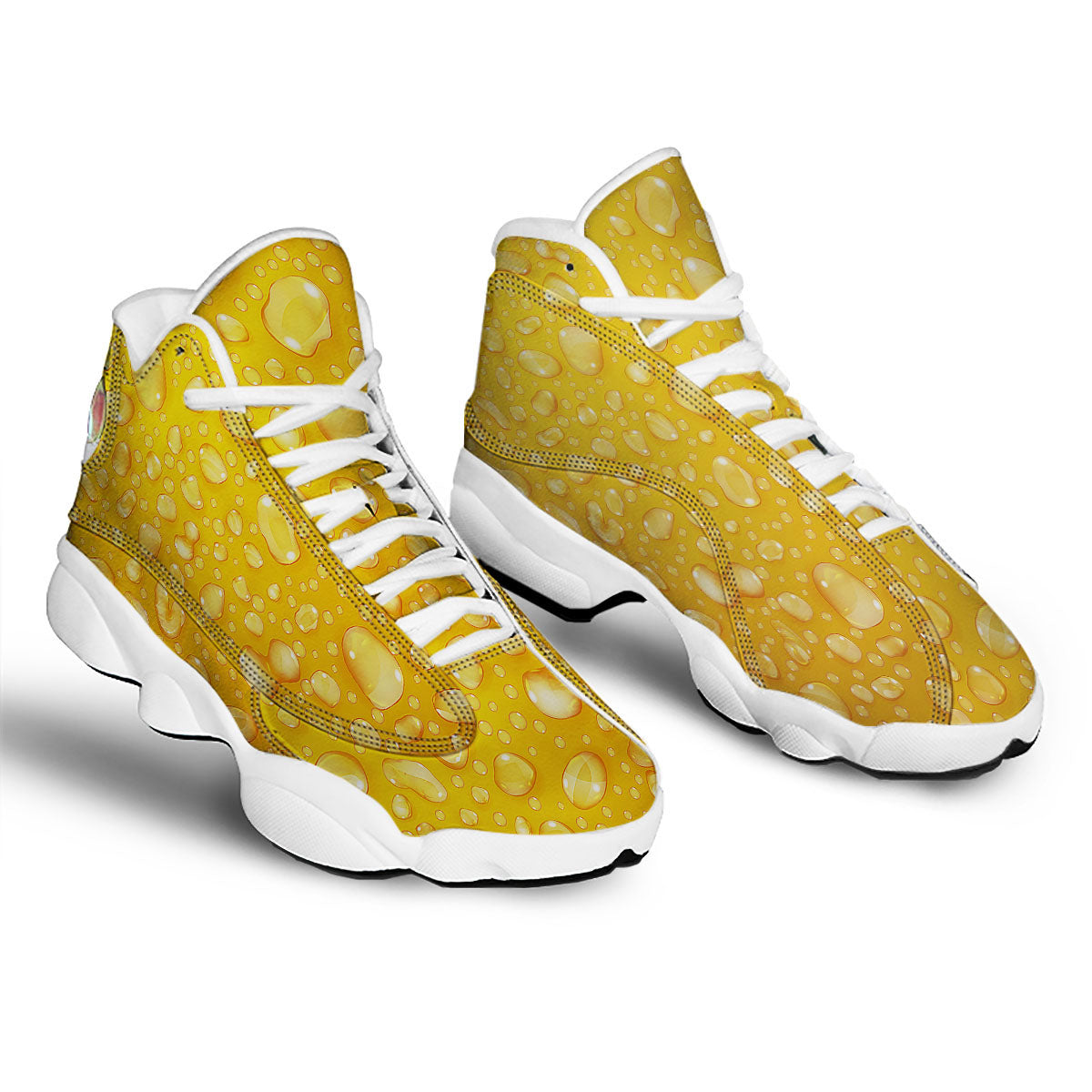 Drops Water On Beer Glass Print White Basketball Shoes-grizzshop