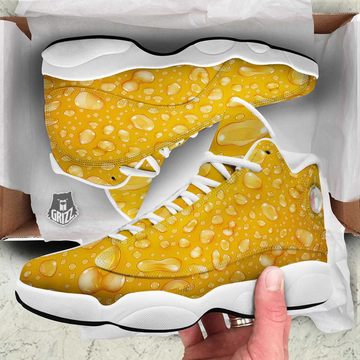 Drops Water On Beer Glass Print White Basketball Shoes-grizzshop