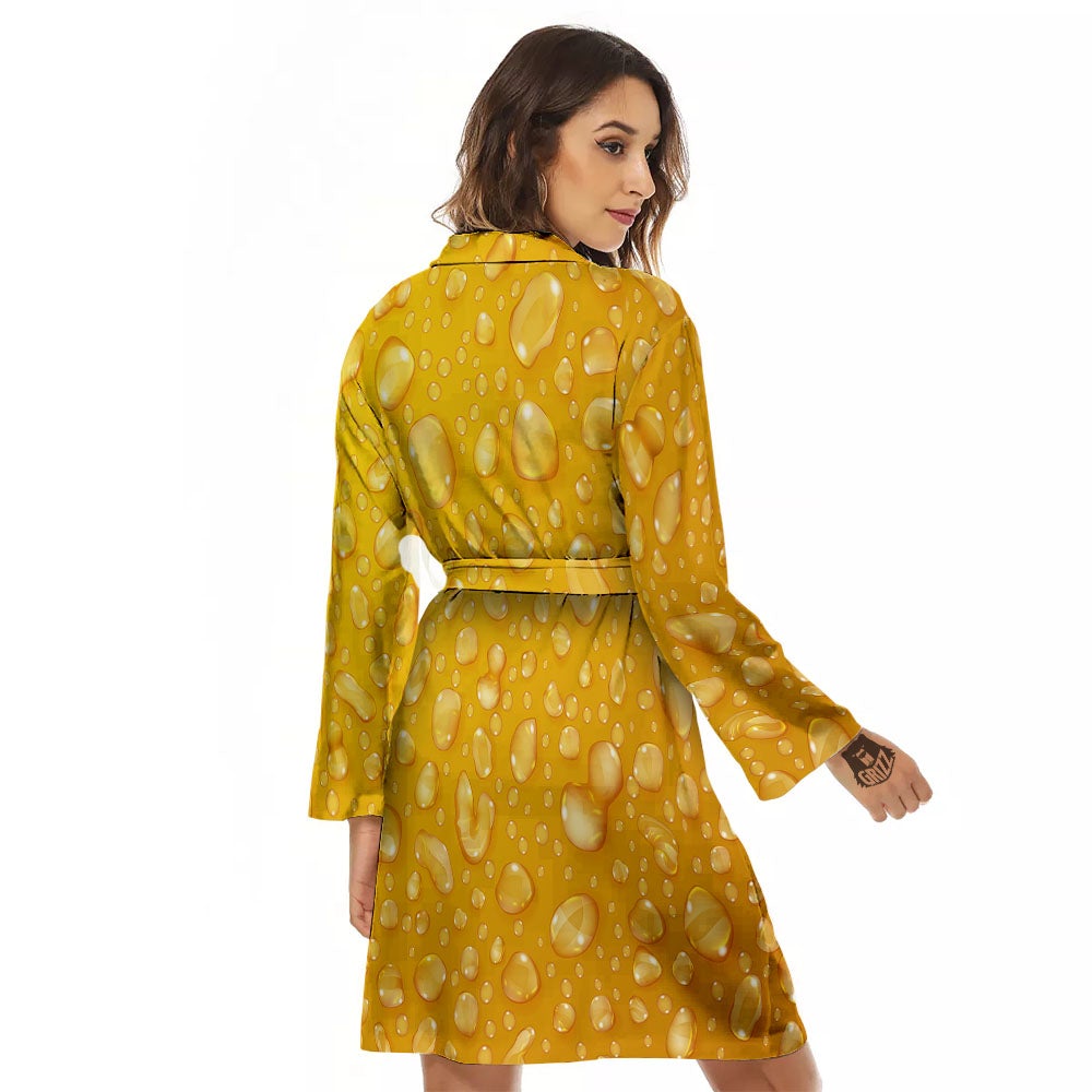 Drops Water On Beer Glass Print Women's Robe-grizzshop