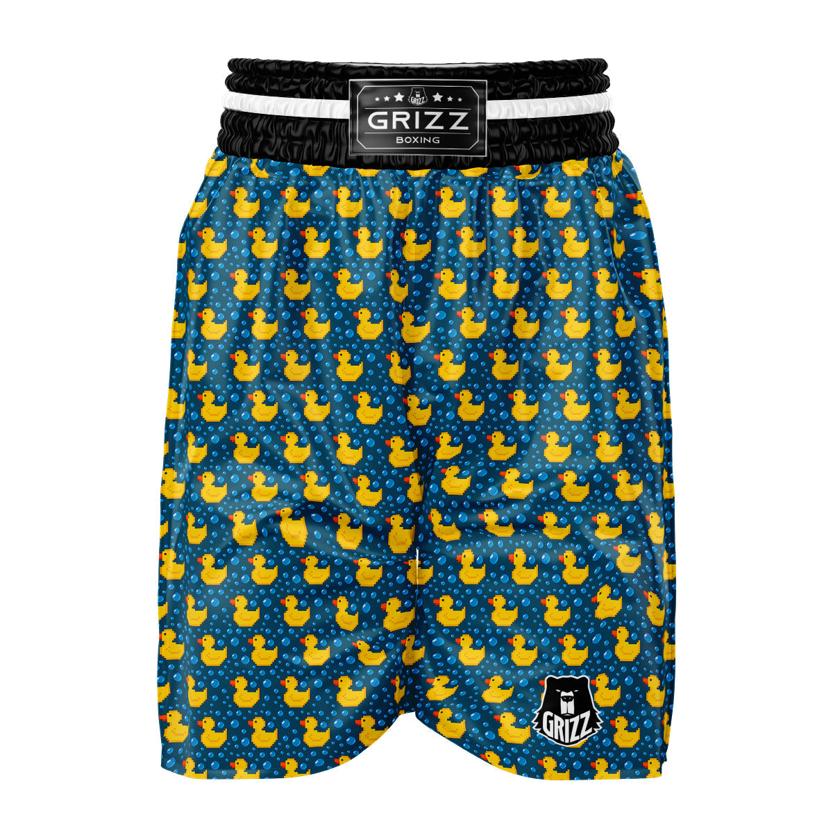 Duck 8-Bit Rubber Print Pattern Boxing Shorts-grizzshop