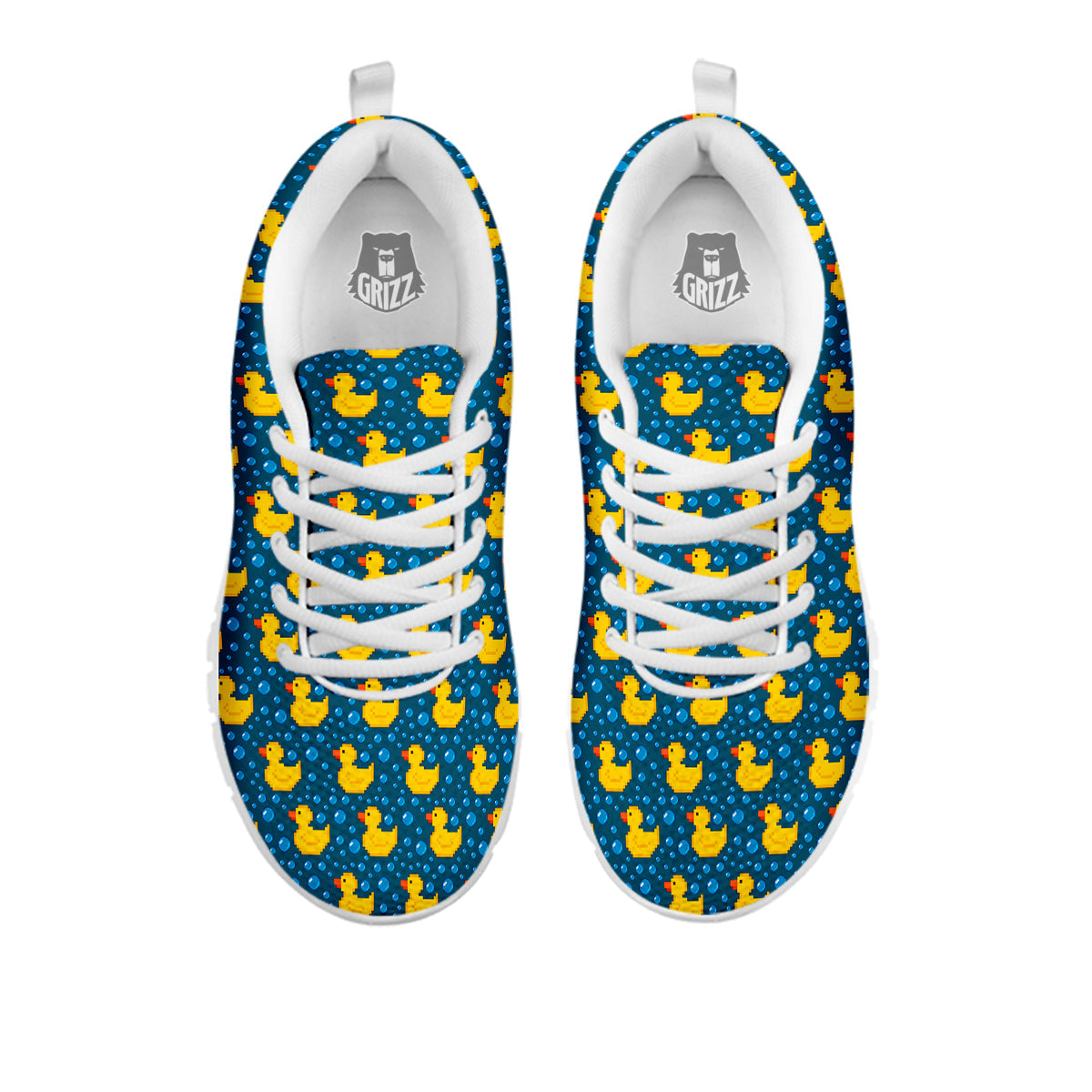 Duck 8-Bit Rubber Print Pattern White Sneaker-grizzshop