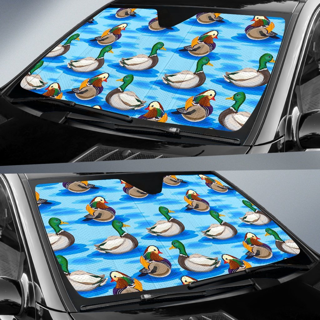 Duck Mallard Pattern Print Car Sun Shade-grizzshop