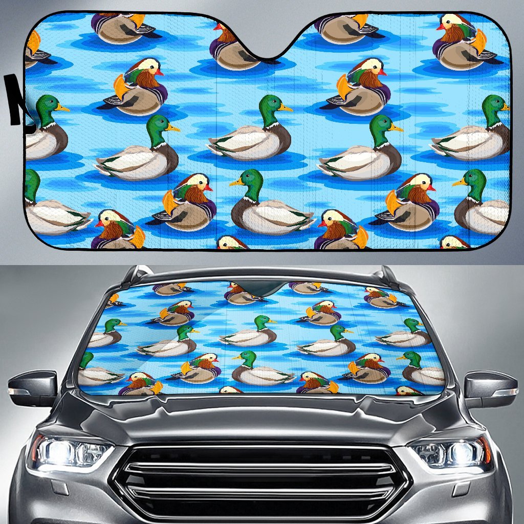 Duck Mallard Pattern Print Car Sun Shade-grizzshop