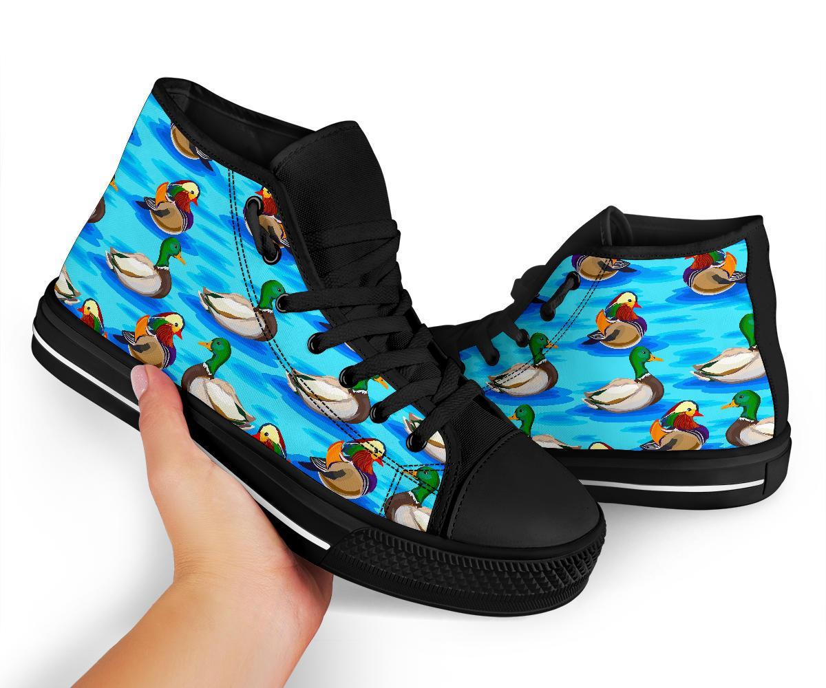 Duck Mallard Pattern Print Men Women's High Top Shoes-grizzshop