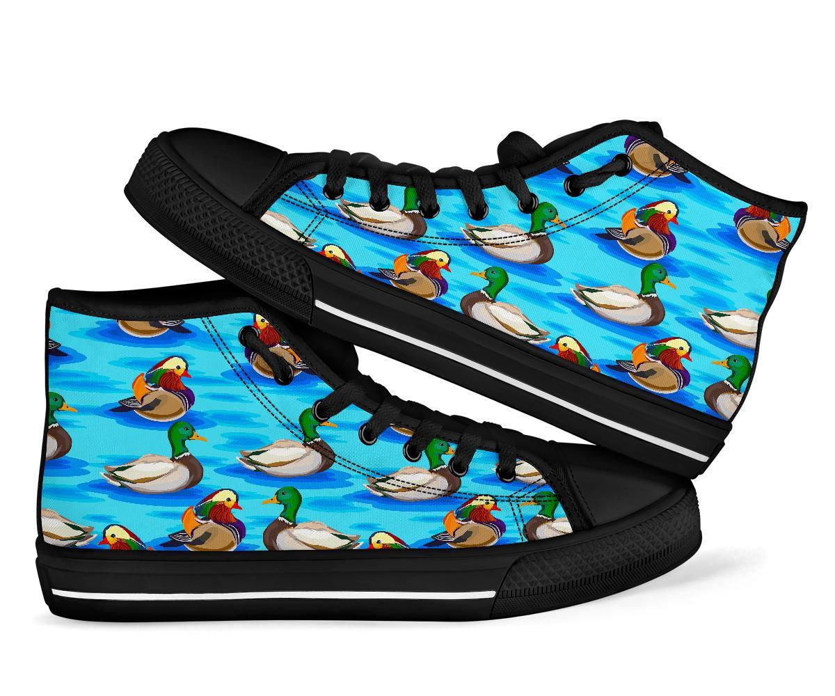 Duck Mallard Pattern Print Men Women's High Top Shoes-grizzshop