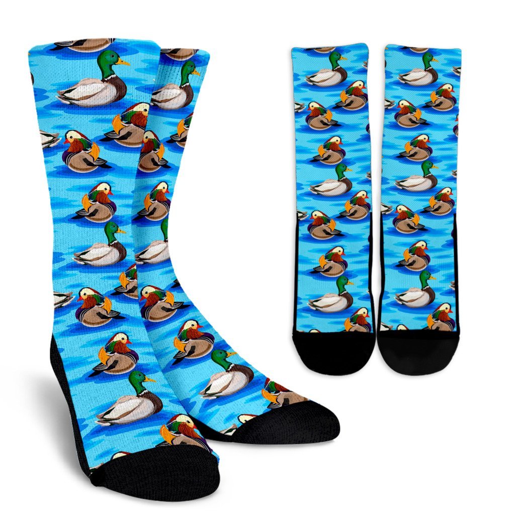 Duck Mallard Pattern Print Unisex Crew Socks-grizzshop