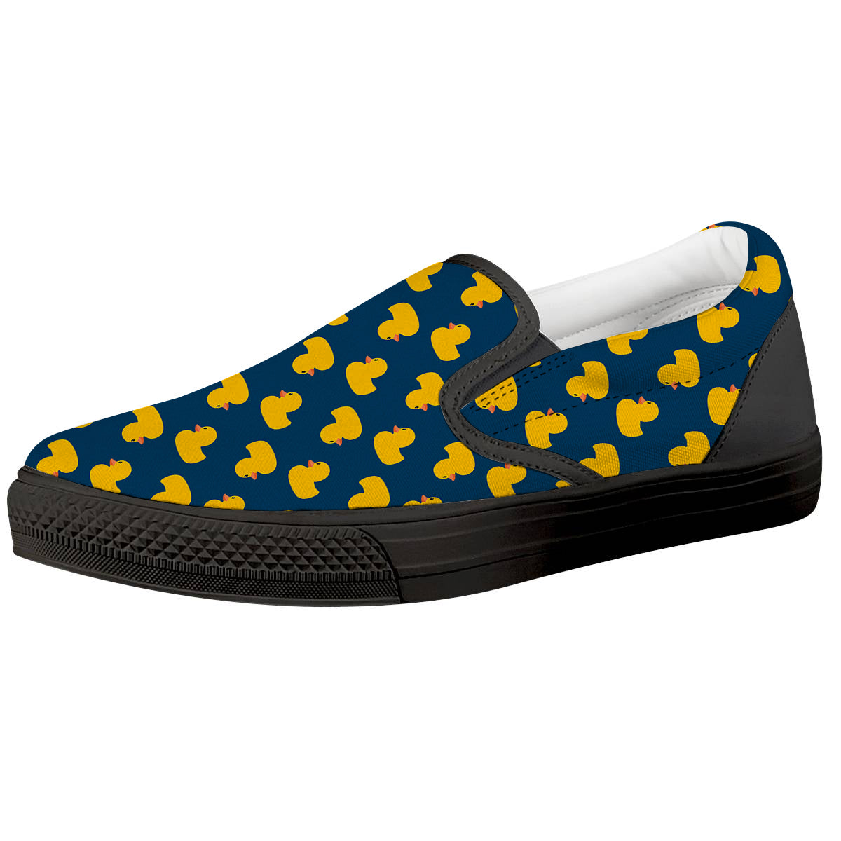 Ducks Rubber Yellow Print Pattern Black Slip On Shoes-grizzshop