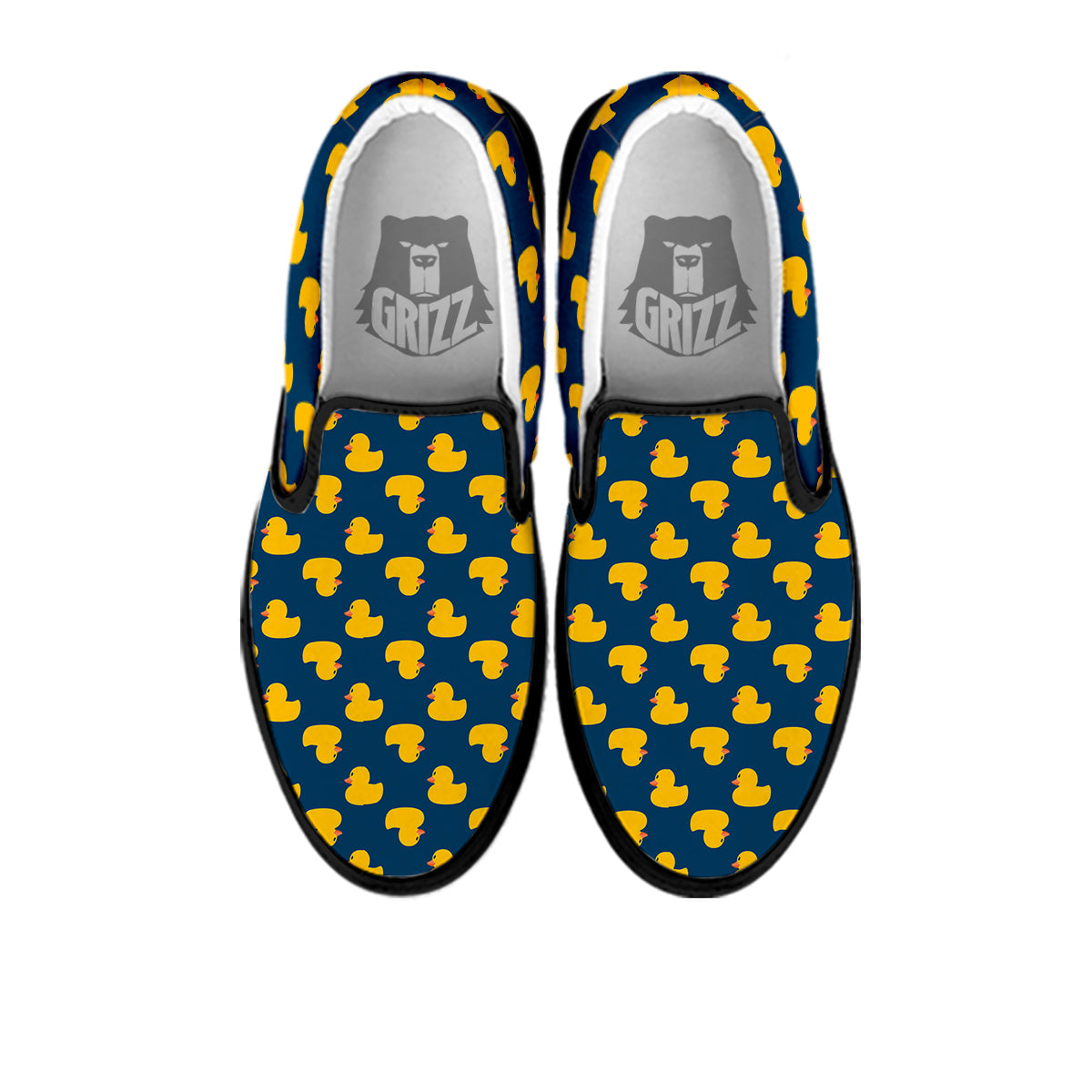 Ducks Rubber Yellow Print Pattern Black Slip On Shoes-grizzshop