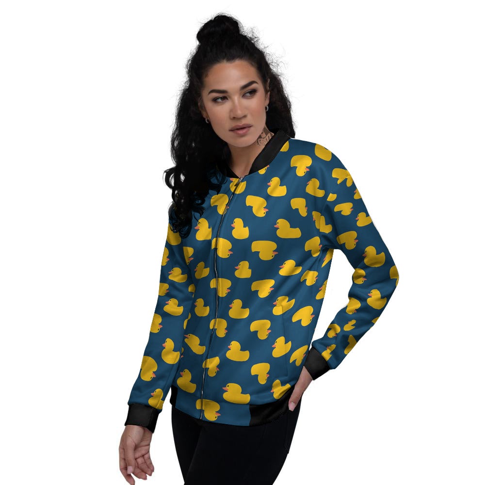 Ducks Rubber Yellow Print Pattern Women's Bomber Jacket-grizzshop