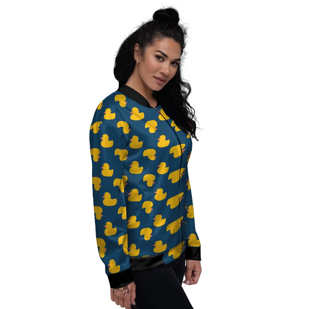 Ducks Rubber Yellow Print Pattern Women's Bomber Jacket-grizzshop