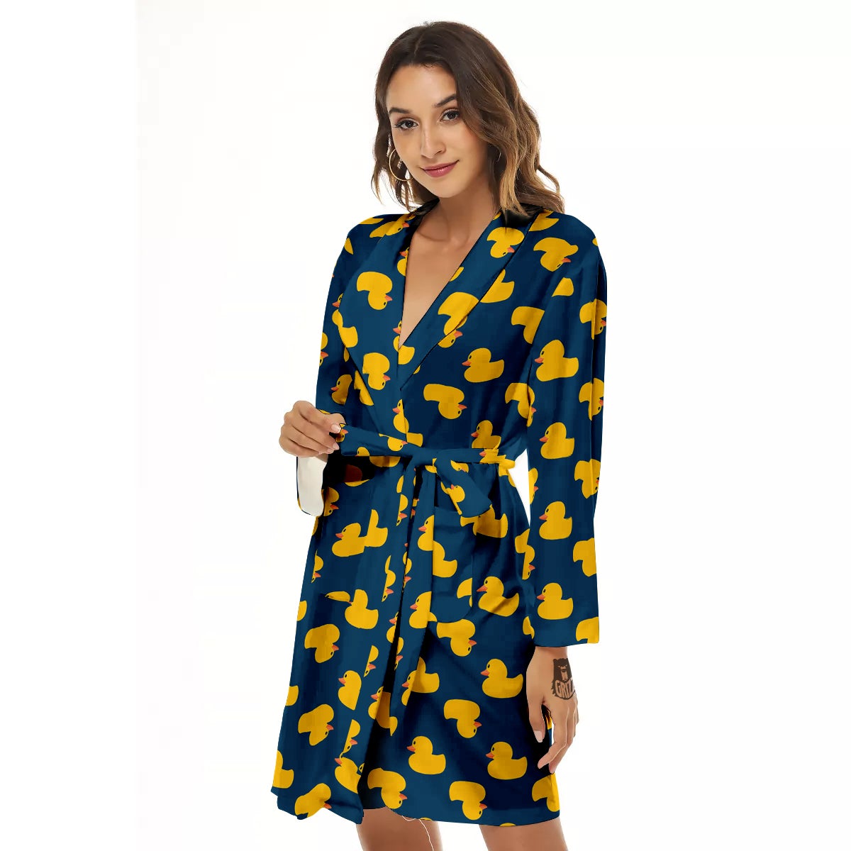 Ducks Rubber Yellow Print Pattern Women's Robe-grizzshop