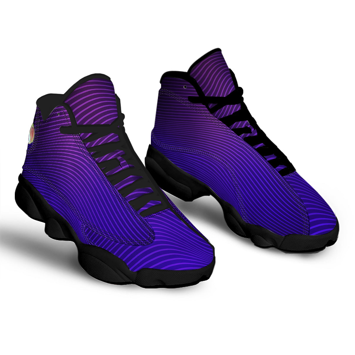 EDM Wave Purple And Blue Print Black Basketball Shoes-grizzshop