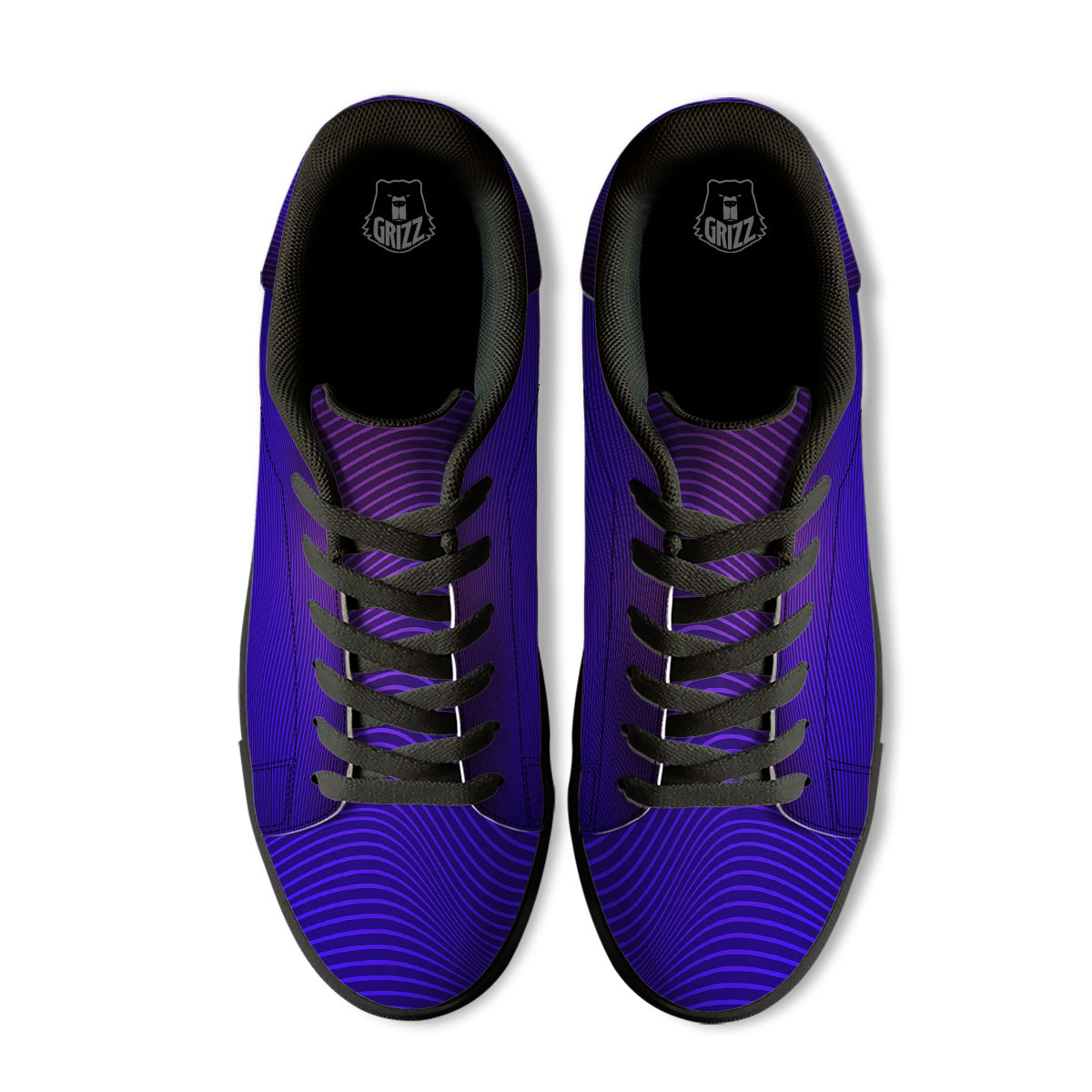 EDM Wave Purple And Blue Print Black Low Top Sneakers-grizzshop