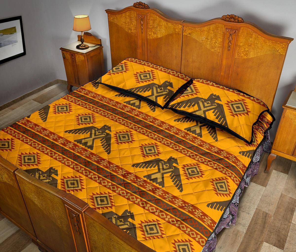 Eagle Aztec Pattern Print Bed Set Quilt-grizzshop