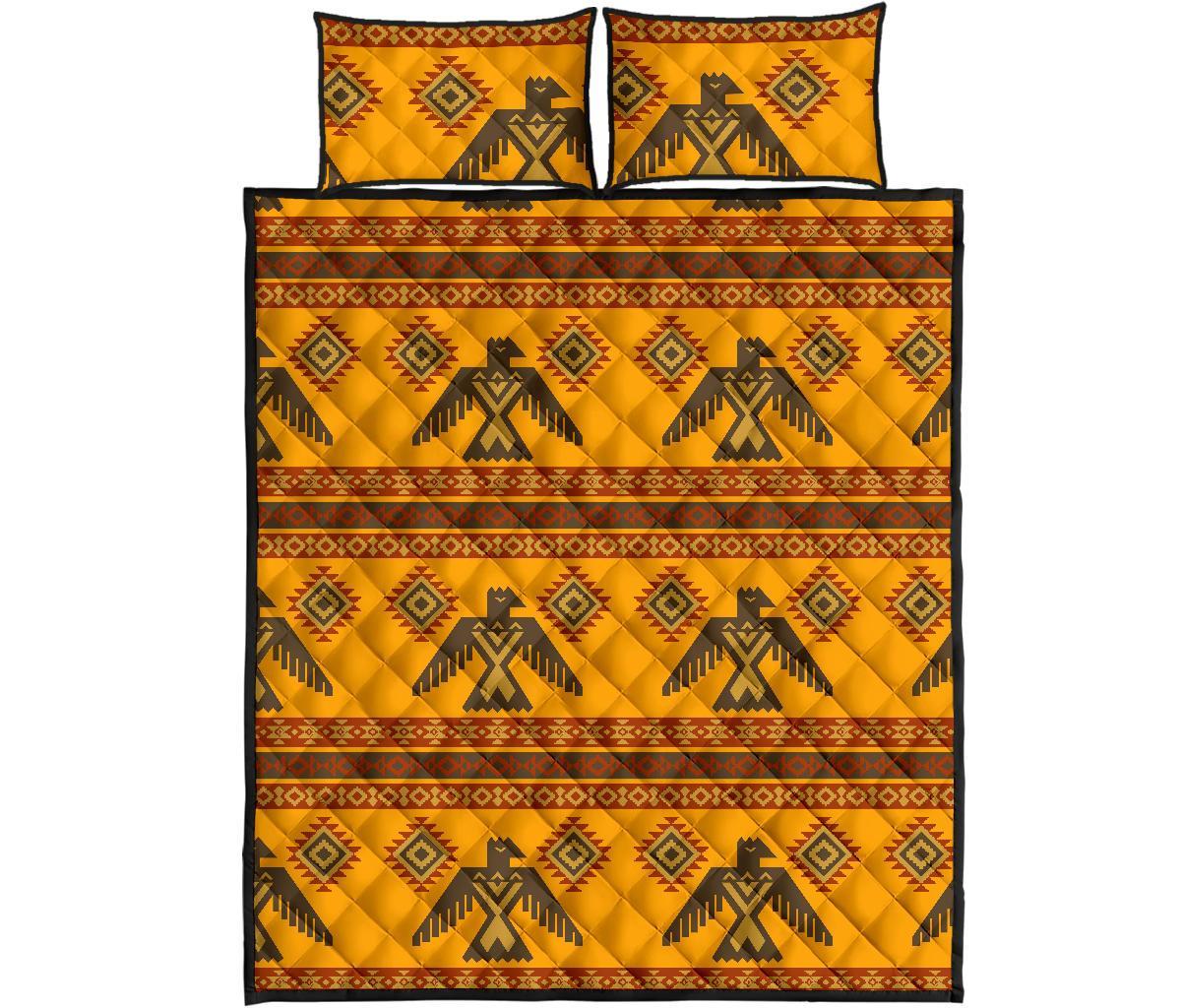 Eagle Aztec Pattern Print Bed Set Quilt-grizzshop