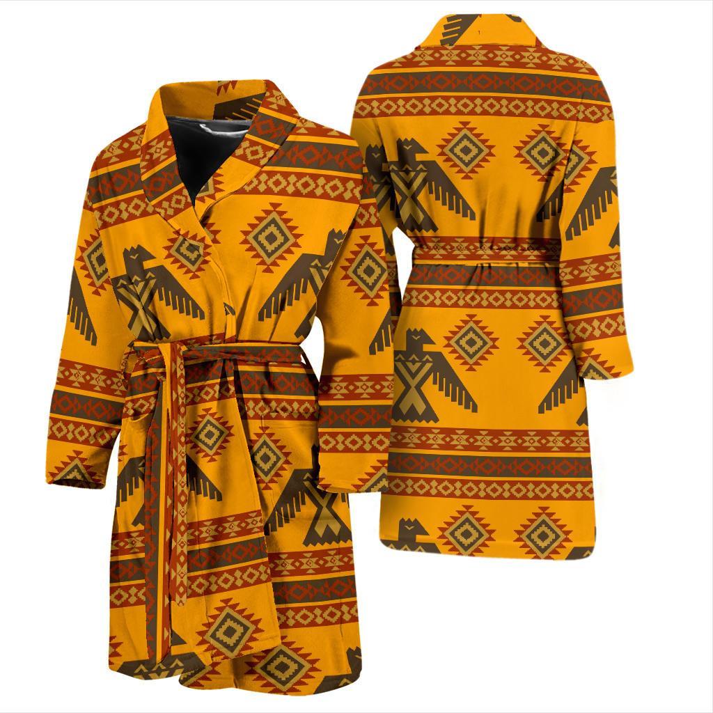 Eagle Aztec Pattern Print Men Long Robe-grizzshop