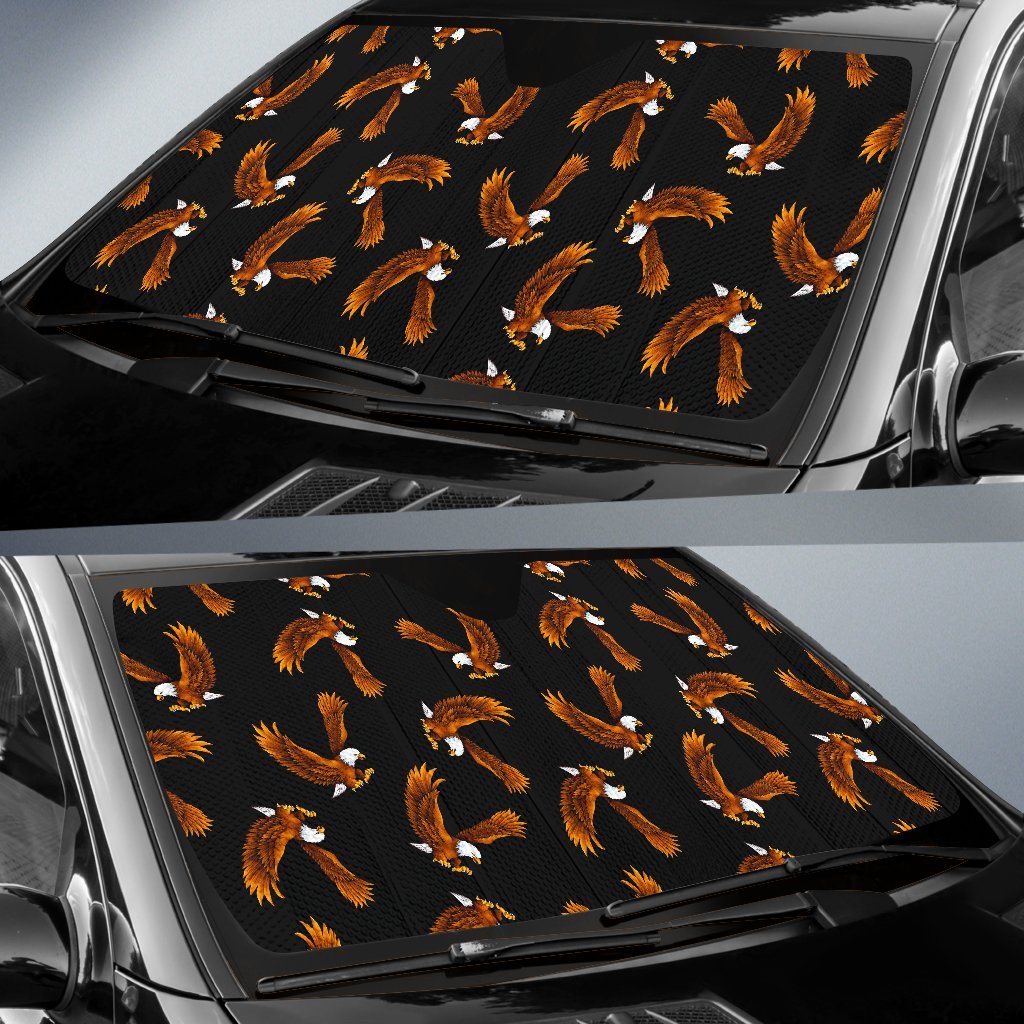 Eagle Black Pattern Print Car Sun Shade-grizzshop