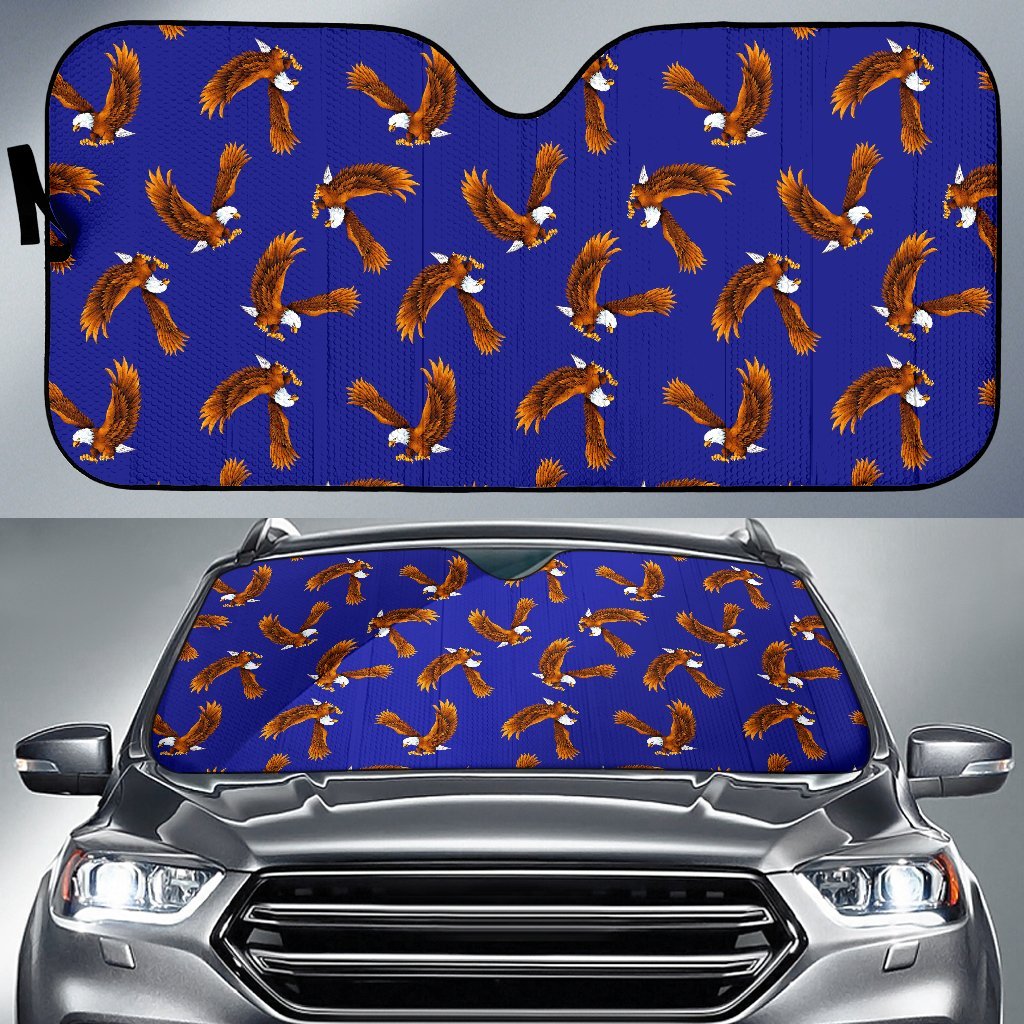 Eagle Blue Pattern Print Car Sun Shade-grizzshop