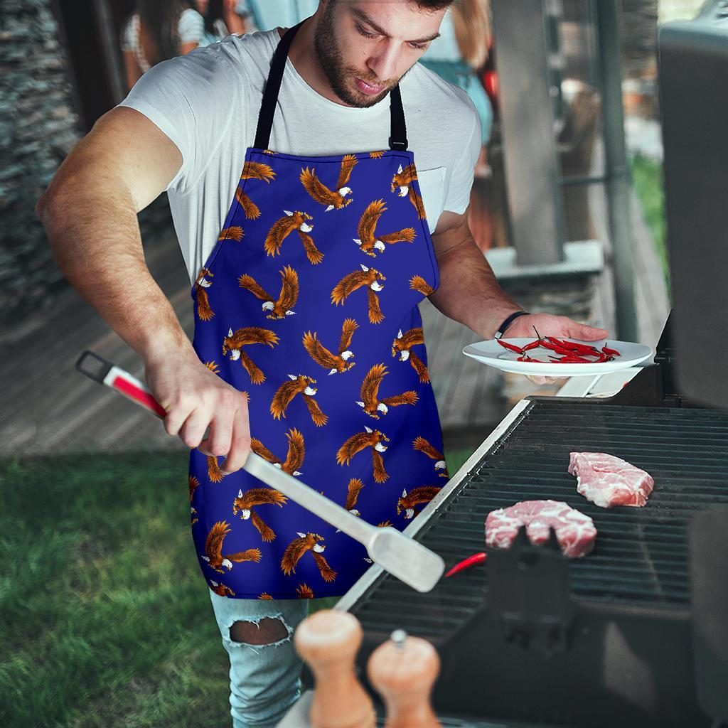 Eagle Blue Pattern Print Men's Apron-grizzshop