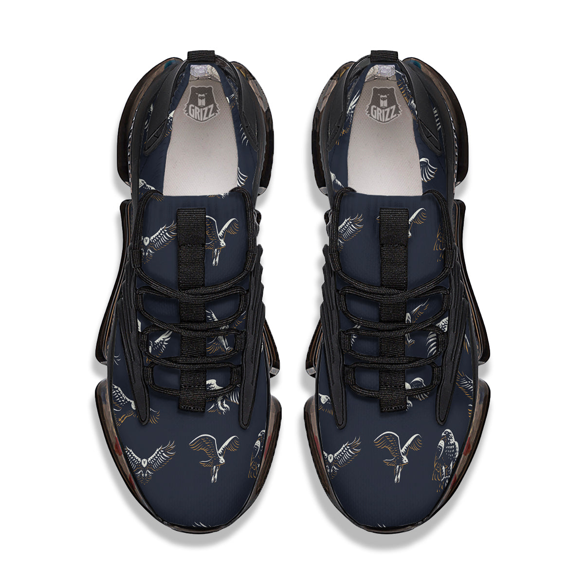 Eagle Brown And White Print Pattern Black Gym Shoes-grizzshop