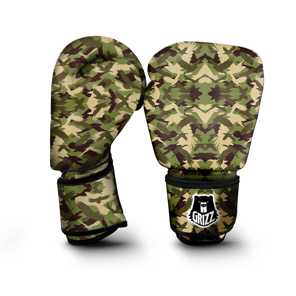 Eagle Camouflage Green Print Pattern Boxing Gloves-grizzshop