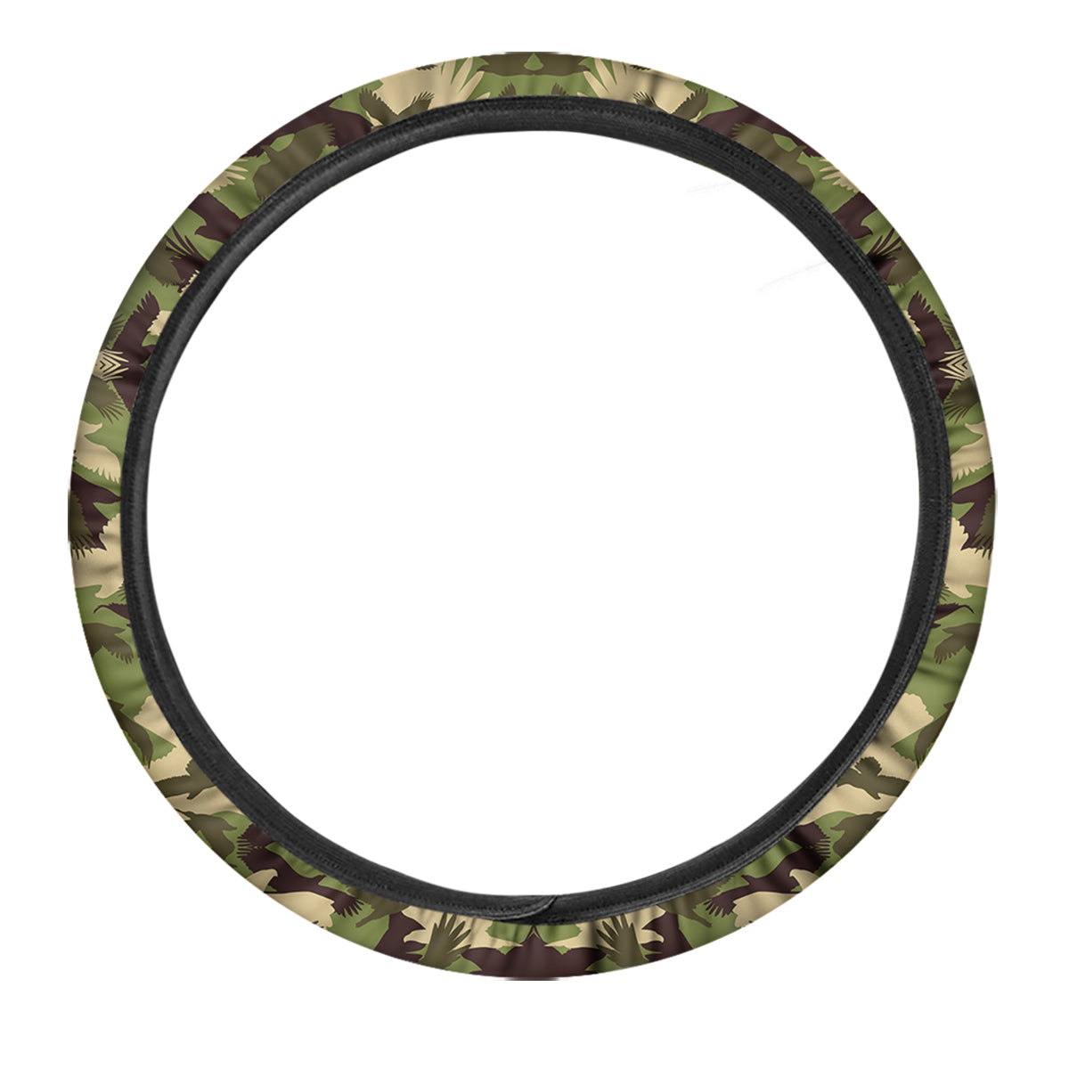 Eagle Camouflage Green Print Pattern Car Steering Wheel Cover-grizzshop