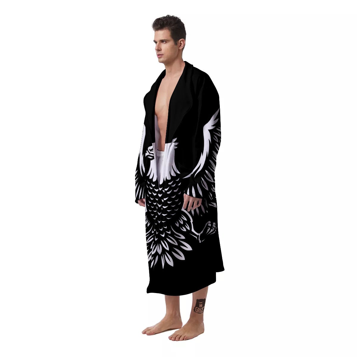 Eagle Monochrome Print Men's Robe-grizzshop