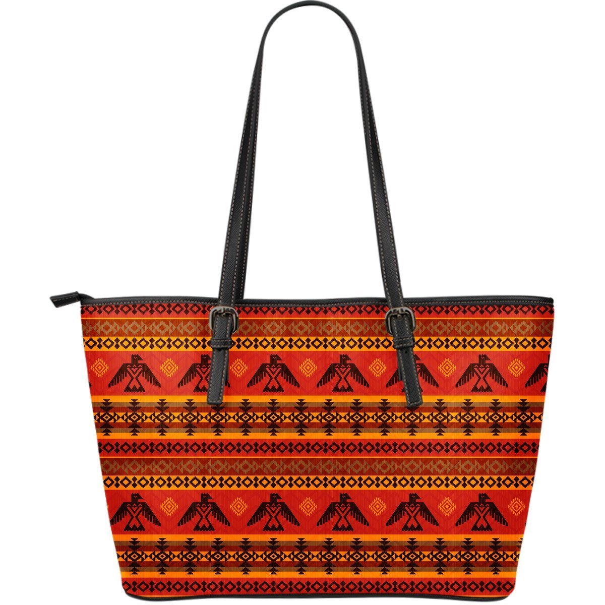 Eagle Native American Pattern Print Leather Tote Bag-grizzshop