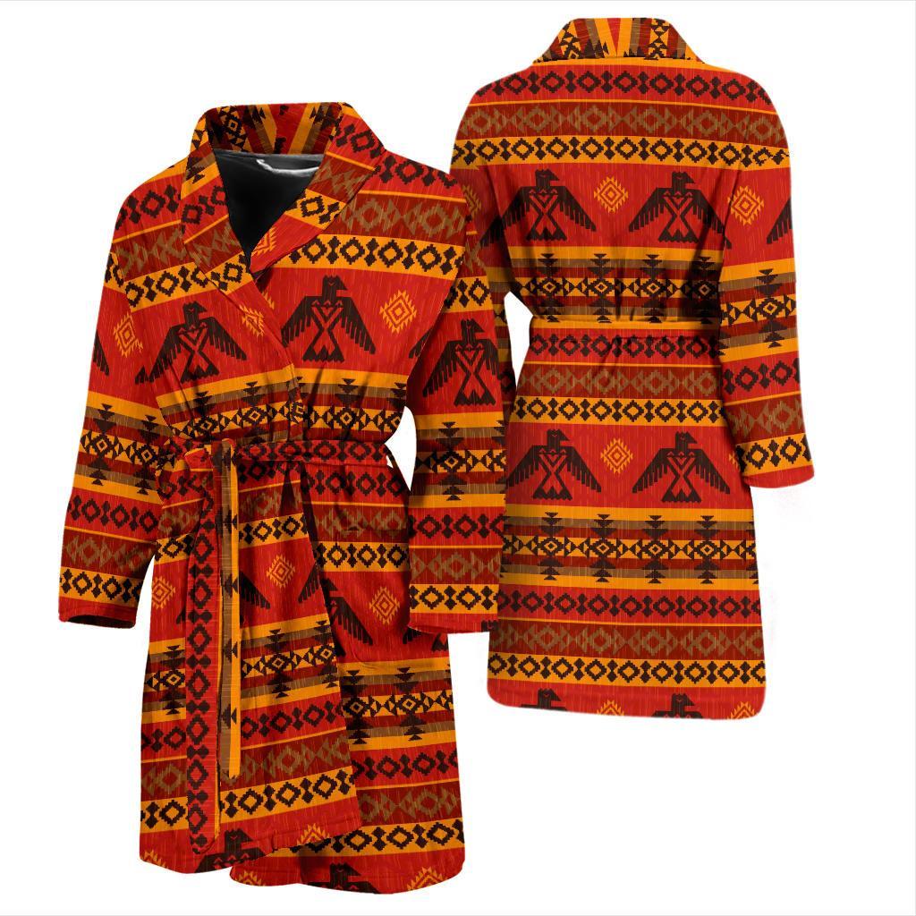 Eagle Native American Pattern Print Men Long Robe-grizzshop