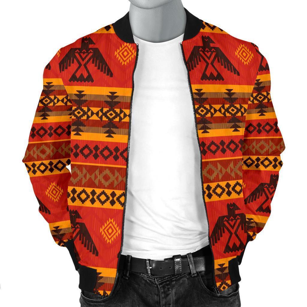 Eagle Native American Pattern Print Men's Bomber Jacket-grizzshop